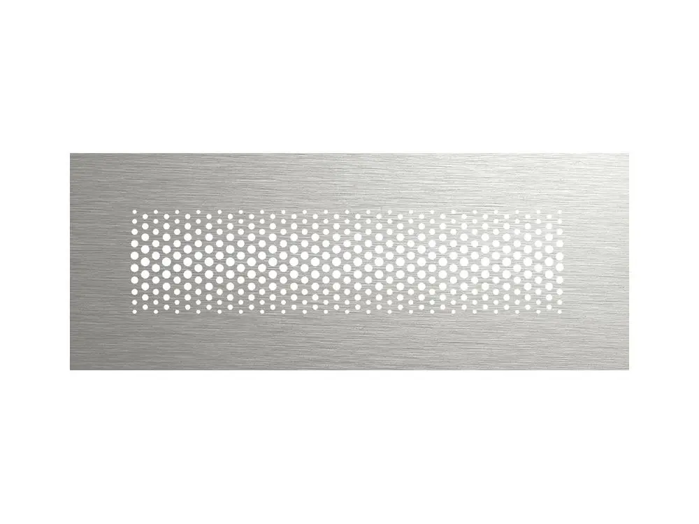 Edelstahlgitter mit runden Löchern in gleichmäßiger Anordnung. Das Produkt ist von Fränkische und eignet sich für verschiedene Anwendungen in Bau und Design.